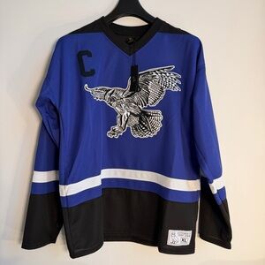 October's Very Own Black & Royal Blue Hockey Jersey - Owl Patch